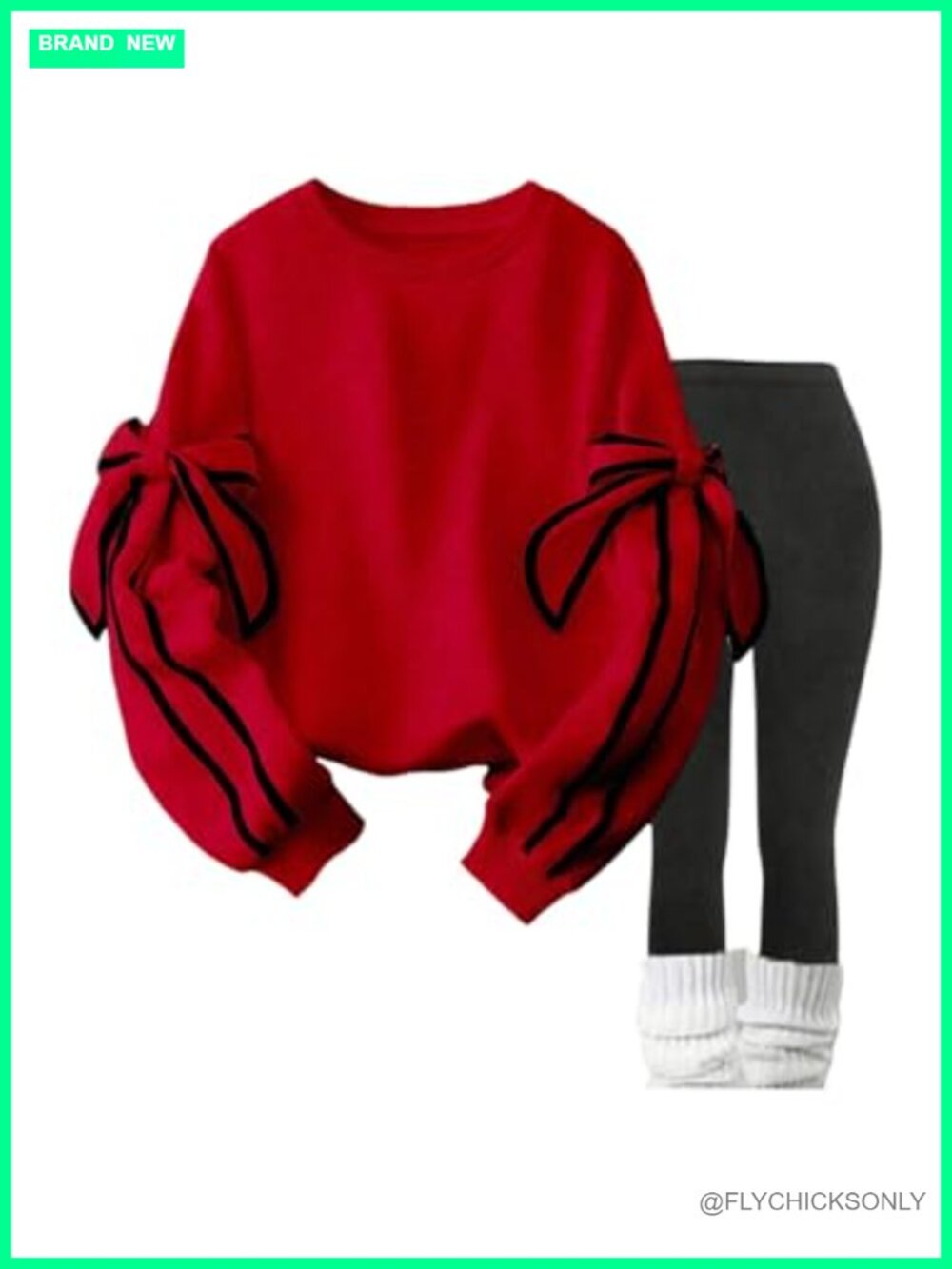 Oversized Bow Sweatshirt Crewneck Pullover Loose Fit Casual